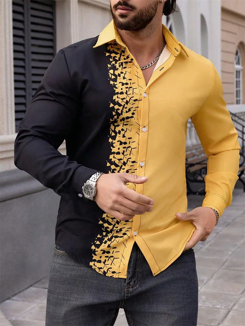 Modieus En Comfortabel Heren Casual Losse Revers Met Lange Mouwen Formeel Strandfeestshirt