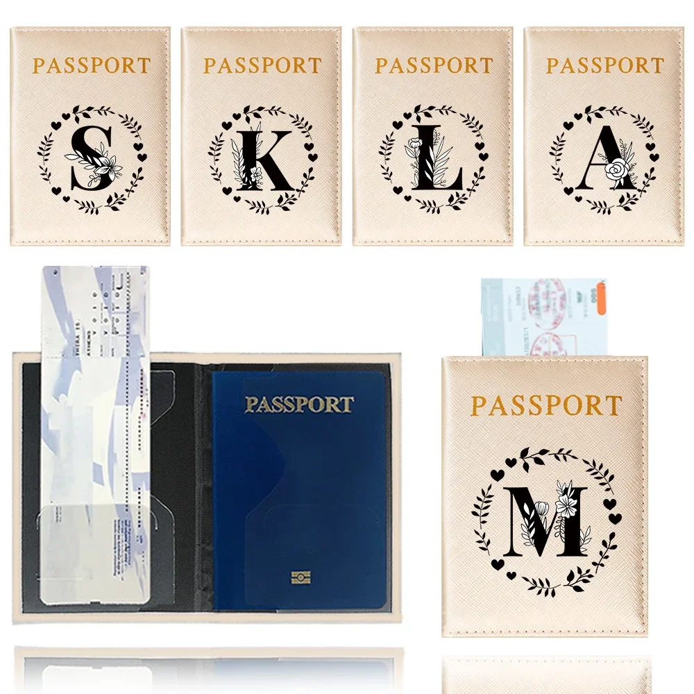 

Passport Cover Waterproof Travel Wallet Gold Color ID Card Passport Holder Credit Card Holder Case Garland Letter Pattern Series