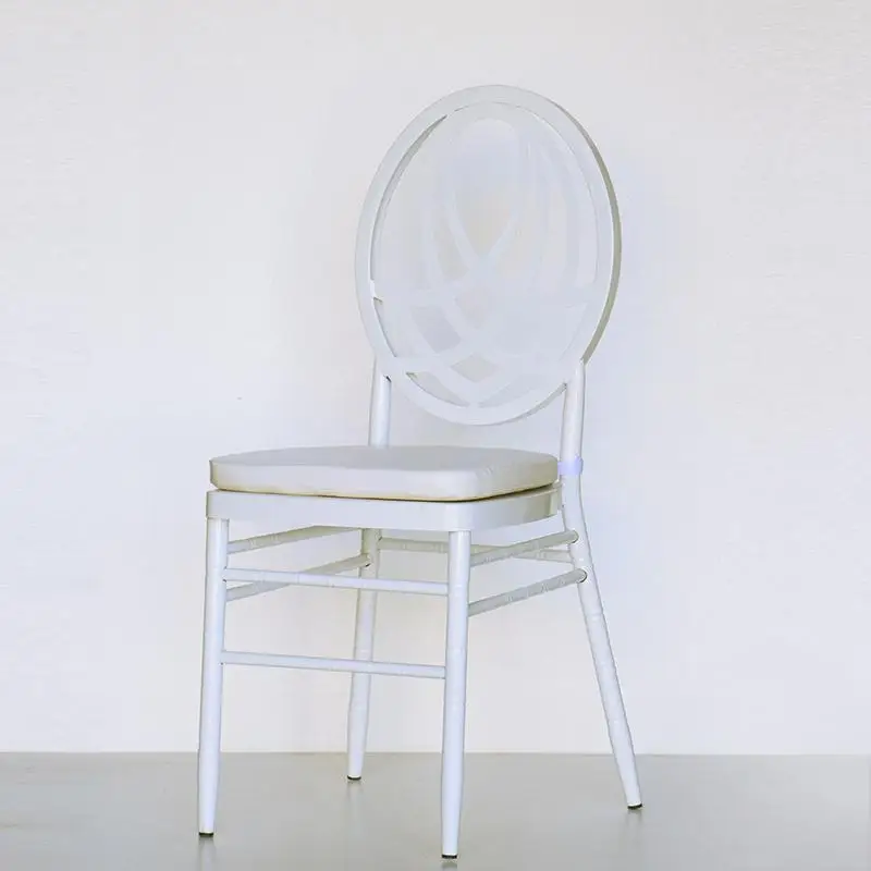 

Wholesale modern white color round metal cushion chairs, special for party reception banquet and wedding activities