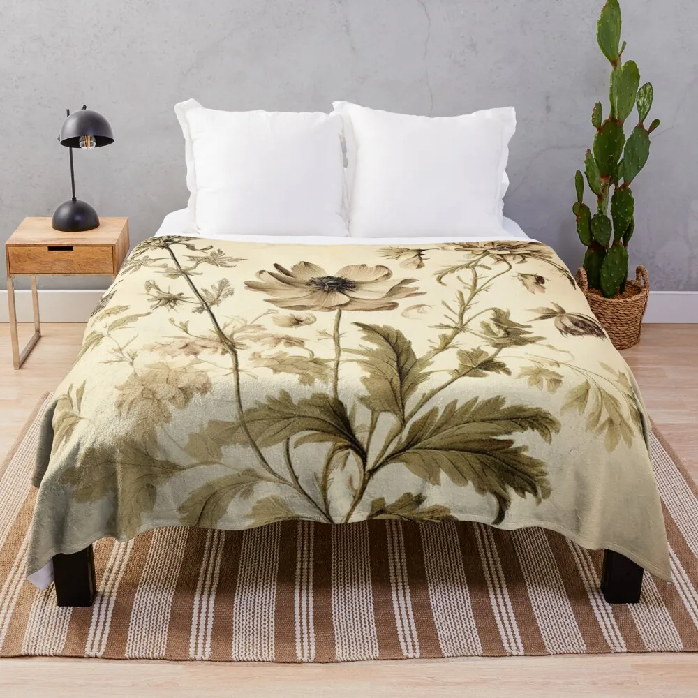 

Vintage Botanical Illustration Throw Blanket Heavy Sofa Quilt Blankets