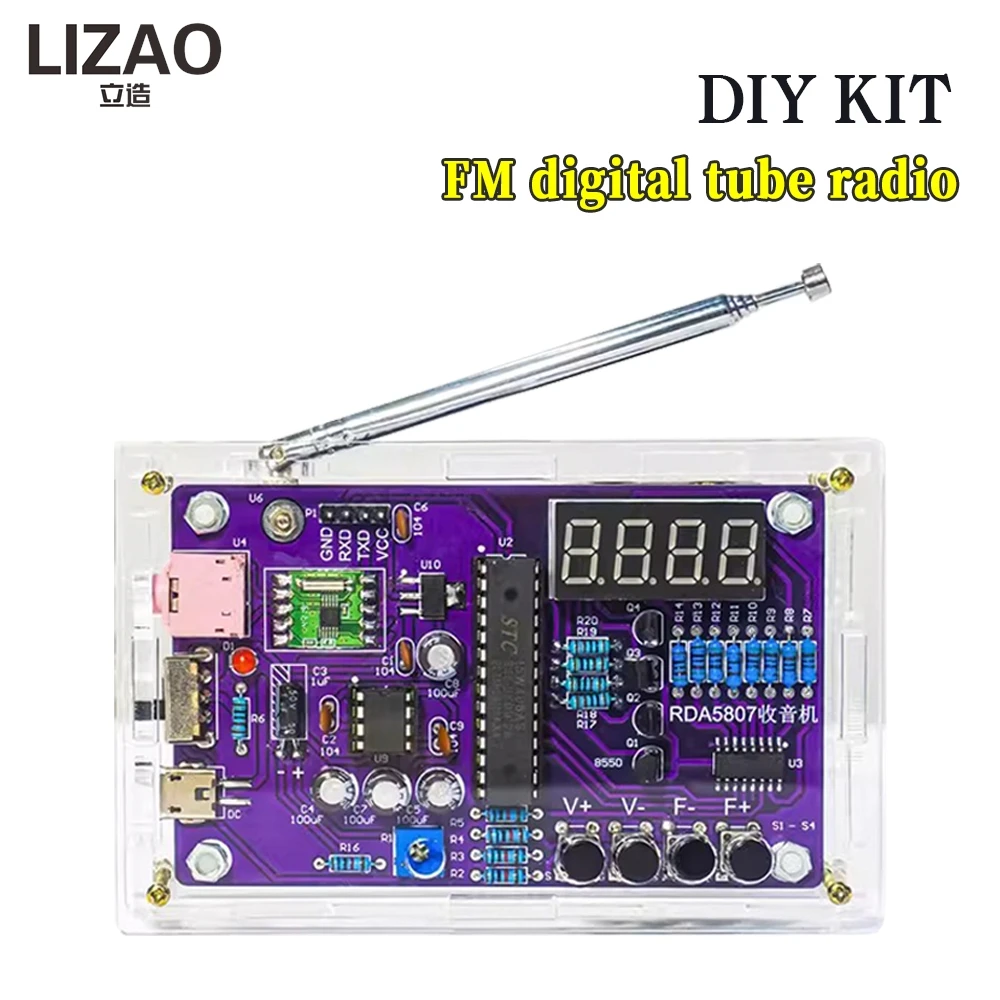 

Модуль радиоприемника RDA5807S, комплекты FM, электронные схемы «сделай сам», цифровой трубчатый дисплей, 87-108 МГц, Двойной источник питания