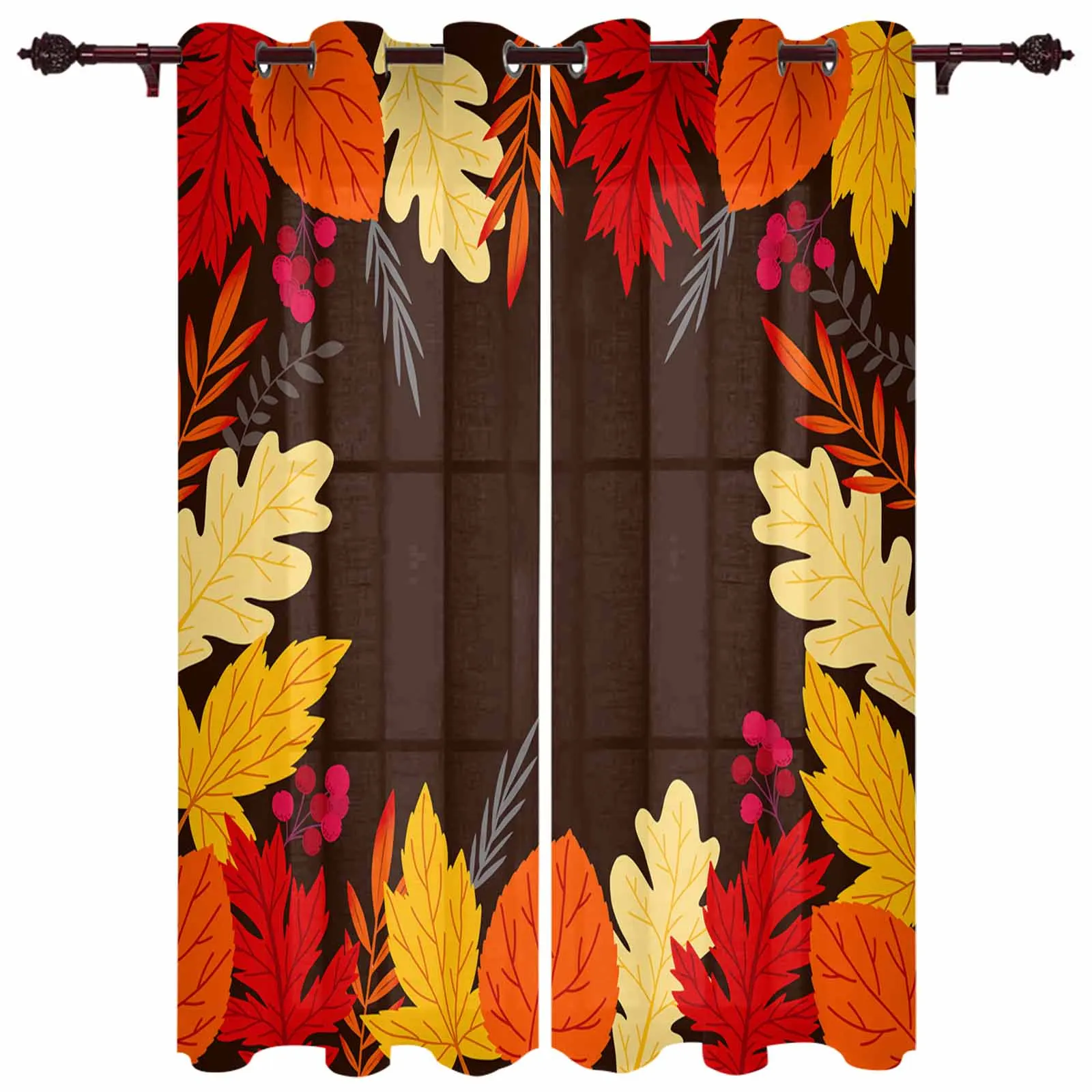 

Autumn Plant Maple Leaf Countryside Modern Panels Hall Curtains for Living Room Bedroom Window Curtains Hotel Drapes