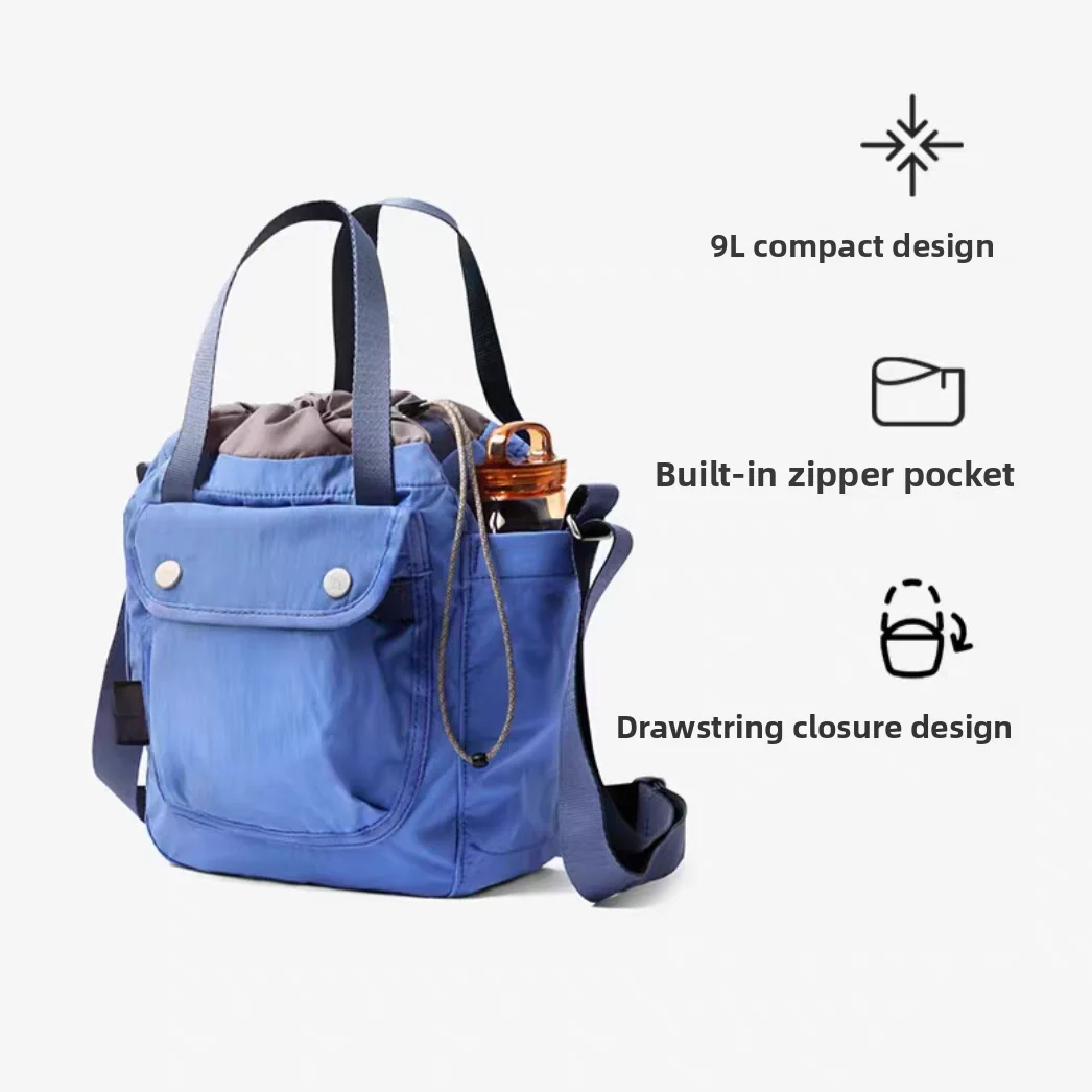 Lightweight Waterproof Unisex Drawstring Bucket Bag 9L Casual Crossbody Shoulder Handbag British Style Pure Color Young People image 3