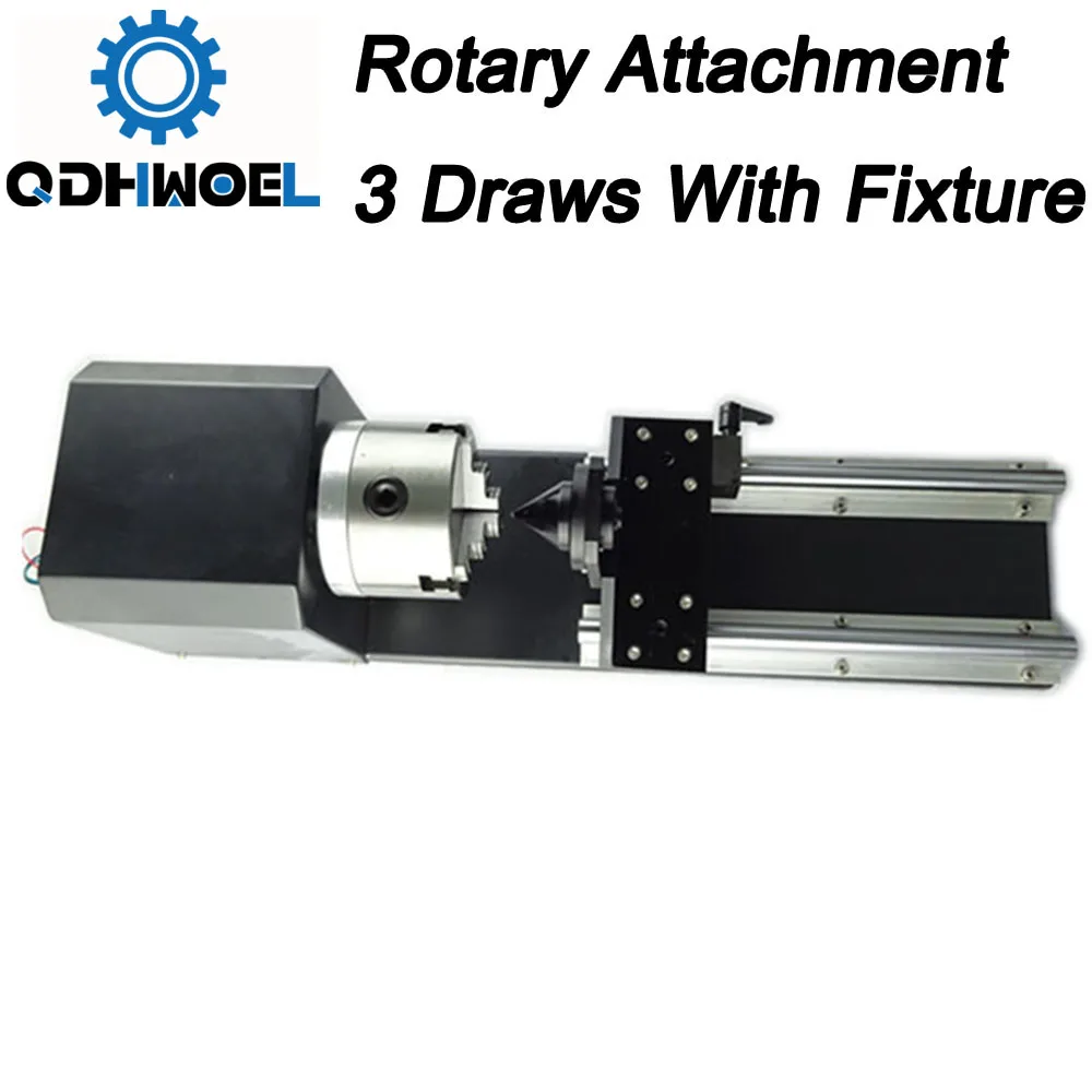 

QDHWOEL 3 Draws Laser Rotary Attachment For Co2 Laser Engraving Cutting Machine