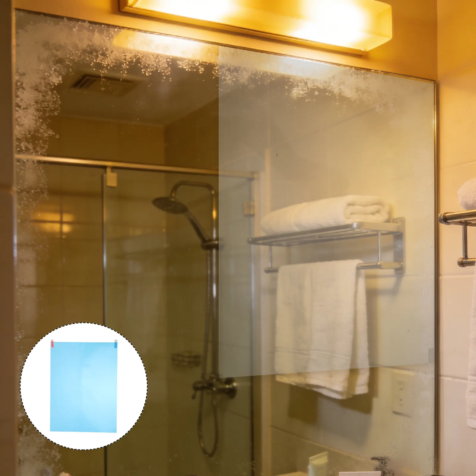 

Anti Fog Mirror Film Bathroom Shower Mirror Defogging Film 12.6x9.5 Inches Waterproof Adhesive Easy Apply Anti-Fog Sticker