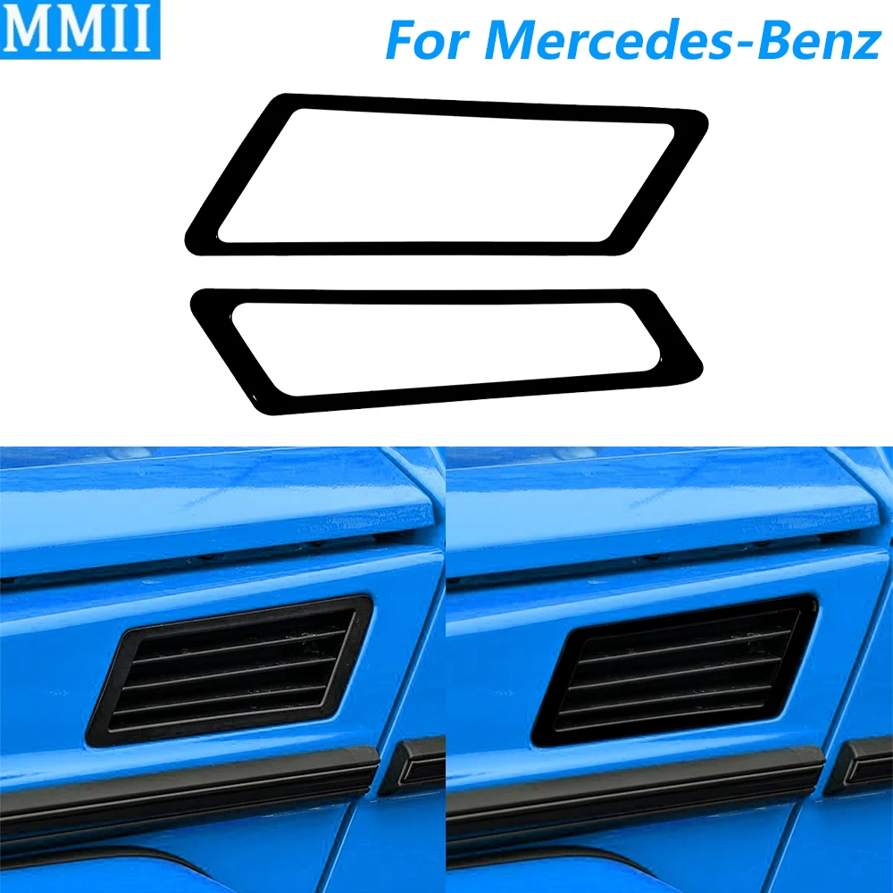 For Mercedes-Benz G-Class W463 2004-2018 Piano Black Engine Hood Side Air Vent Outlet Panel Cover Trim Car Accessories Sticker