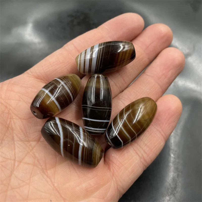 Cheap Jade DIYOrnament Accessories15*30mm Silk Agate Tube Beads Le Zi Coffee Agate Long Beads