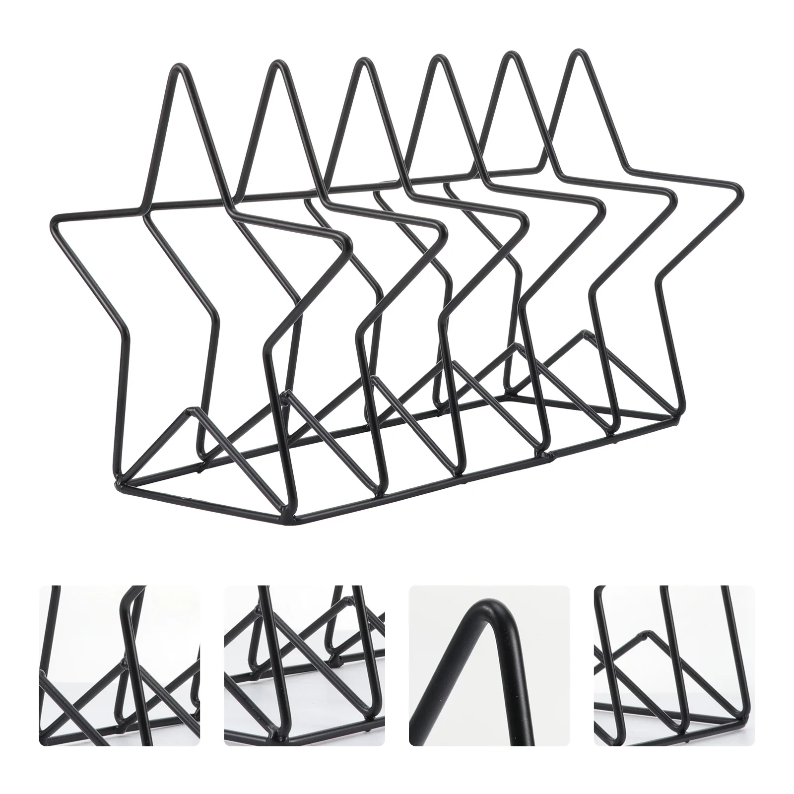 1pc Star Shaped Bookend Iron Wire Holder For Desktop Magazine Storage Rack Home Office Decor Metal Bookshelf Organizer Stand