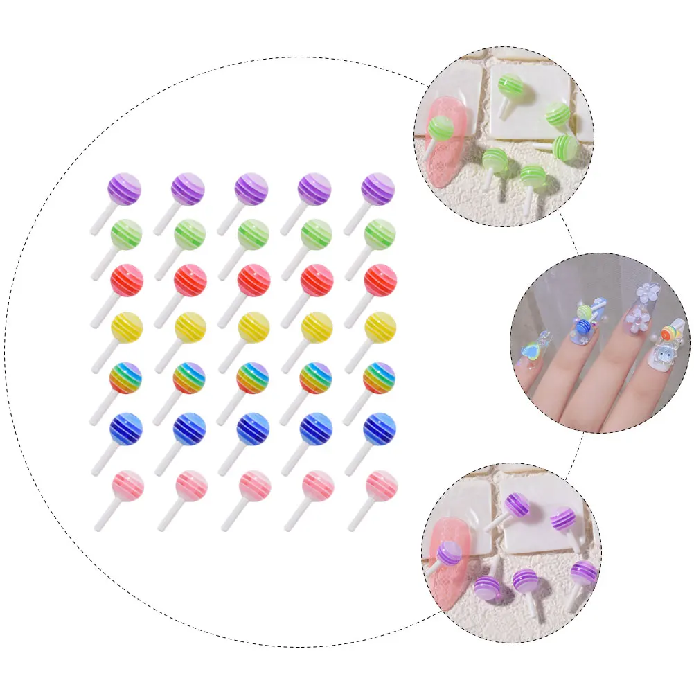 

50pcs Nail Art Accessories Lollipop Charm Resin Decorations DIY Manicure Stickers Rhinestones Figures Unique nament Exquisite
