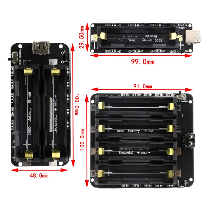 Protector de batería de litio 18650 de dos voltajes, módulo de placa de expansión de energía móvil V8, 5V/3A 3V/1A, Micro USB para Arduino ESP32 ESP8266