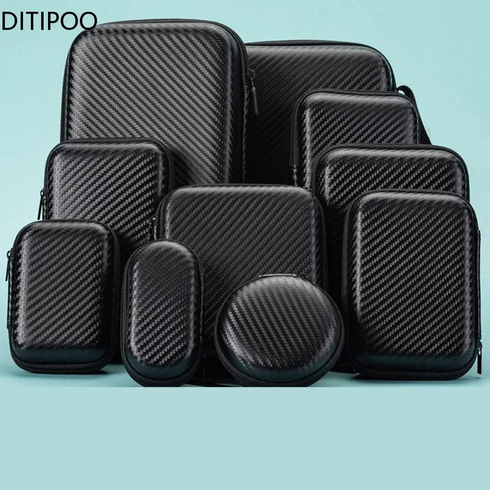 Shockproof Headphones Carrying Case EVA Waterproof Headphones Case Box Double Zipper Design Dust-proof Headphone Storage Bag