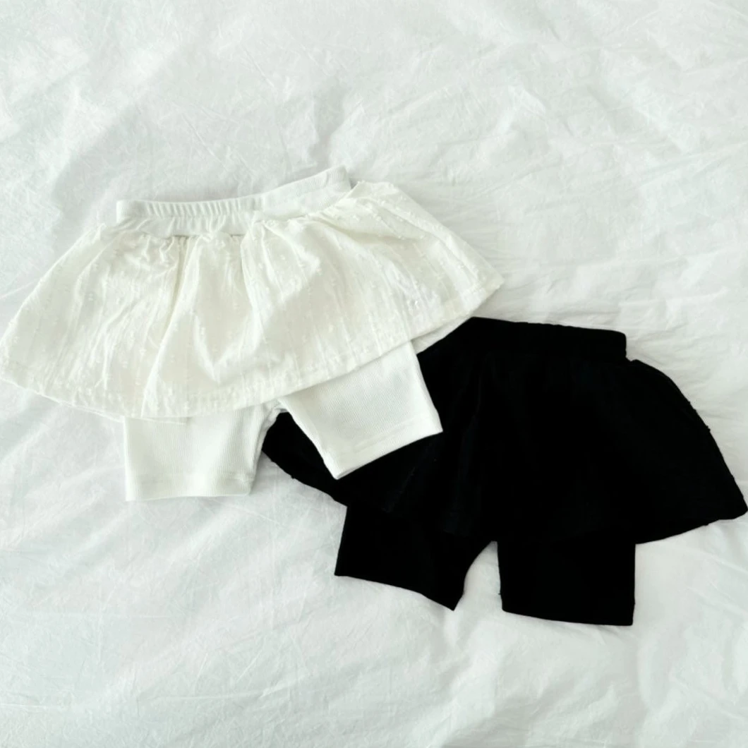 

Girl Pants 2025 Summer New Children's Clothing Korean Style Girl Baby Solid Color False Two Skirt Pants Casual Simple Daily