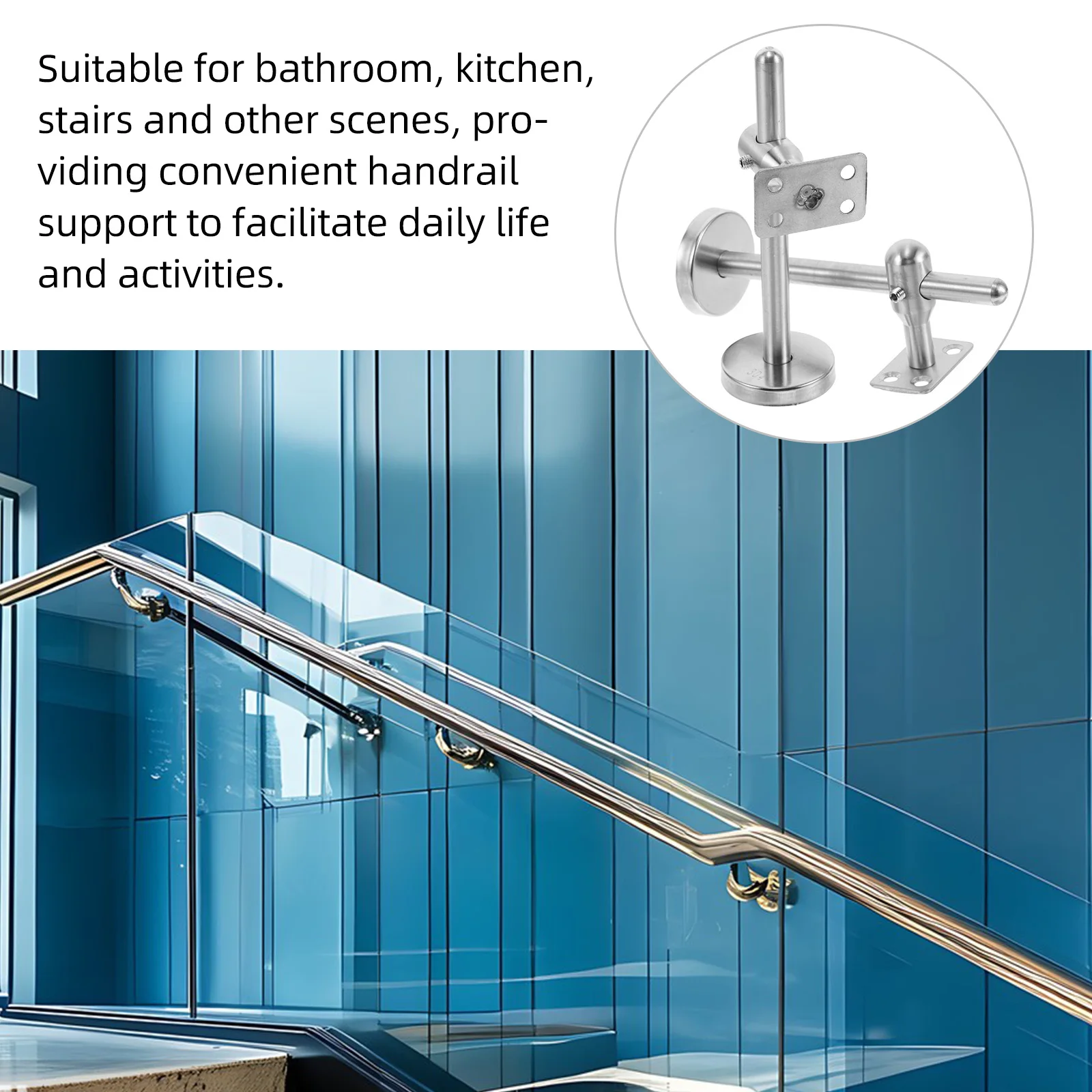 

2pcs Heavy Duty Swivel Brackets Adjustable Square Staircase Rail Supports Wall Mounted Support For Stairs Bathrooms Kitchens