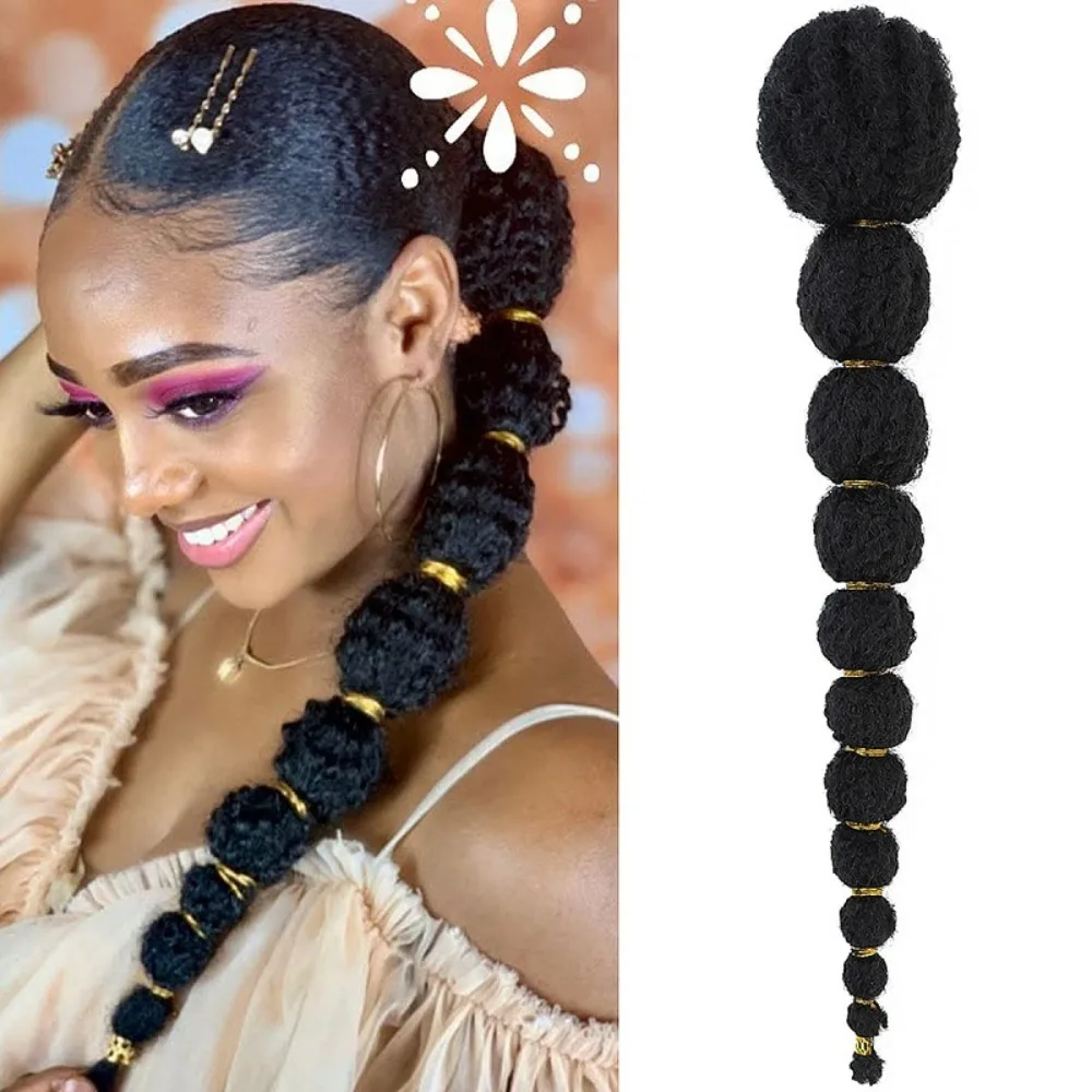 

18/24/28inch Long Drawstring Bubble Ponytail Hair Extension for Black Women Kinky Afro Pony Tail Hair Extension Braiding Hair