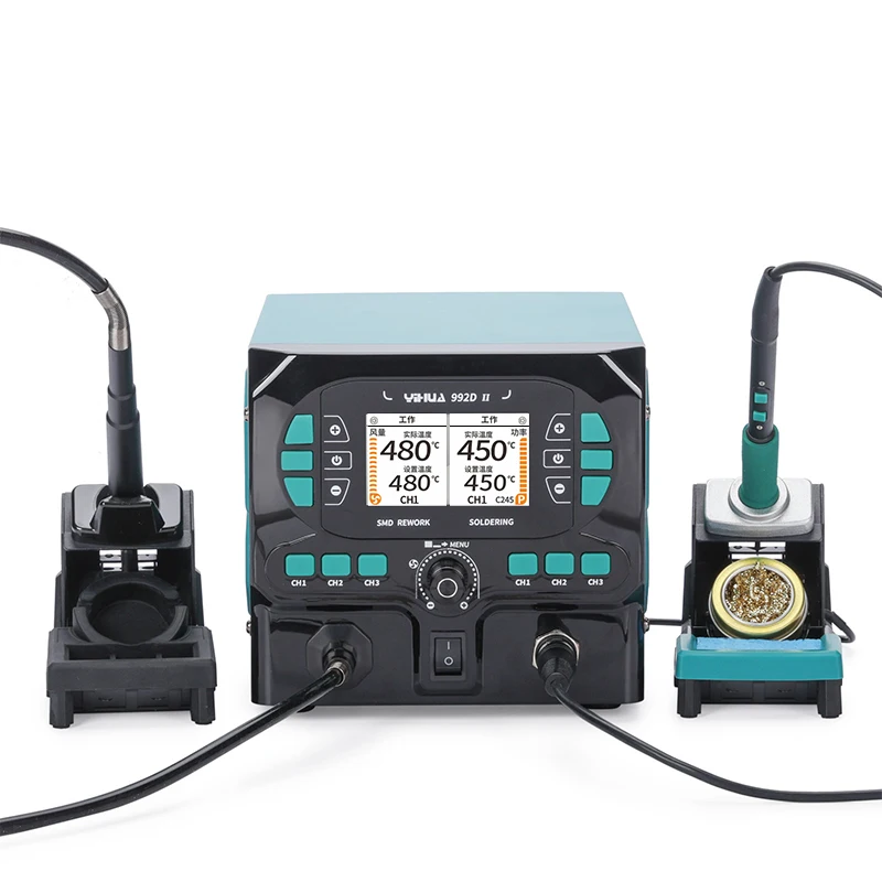 

2025 Hot Sale 992D-II 2 in 1 LCD Display Micro Hot Air Pencil Precision C210 Soldering Iron Rework Station