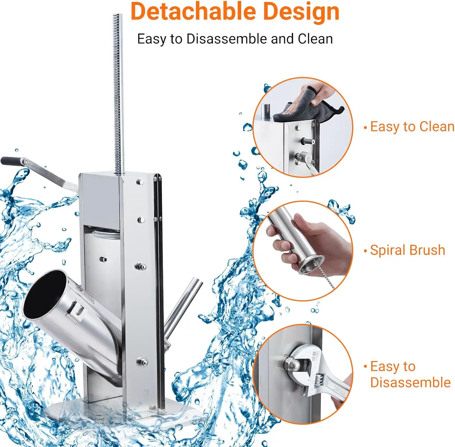 حشو السجق، آلة صنع السجق اليدوية 22 رطل/10 لتر، حشو اللحوم بسرعة مزدوجة، الفولاذ المقاوم للصدأ الثقيلة · شعبية جديدة #6