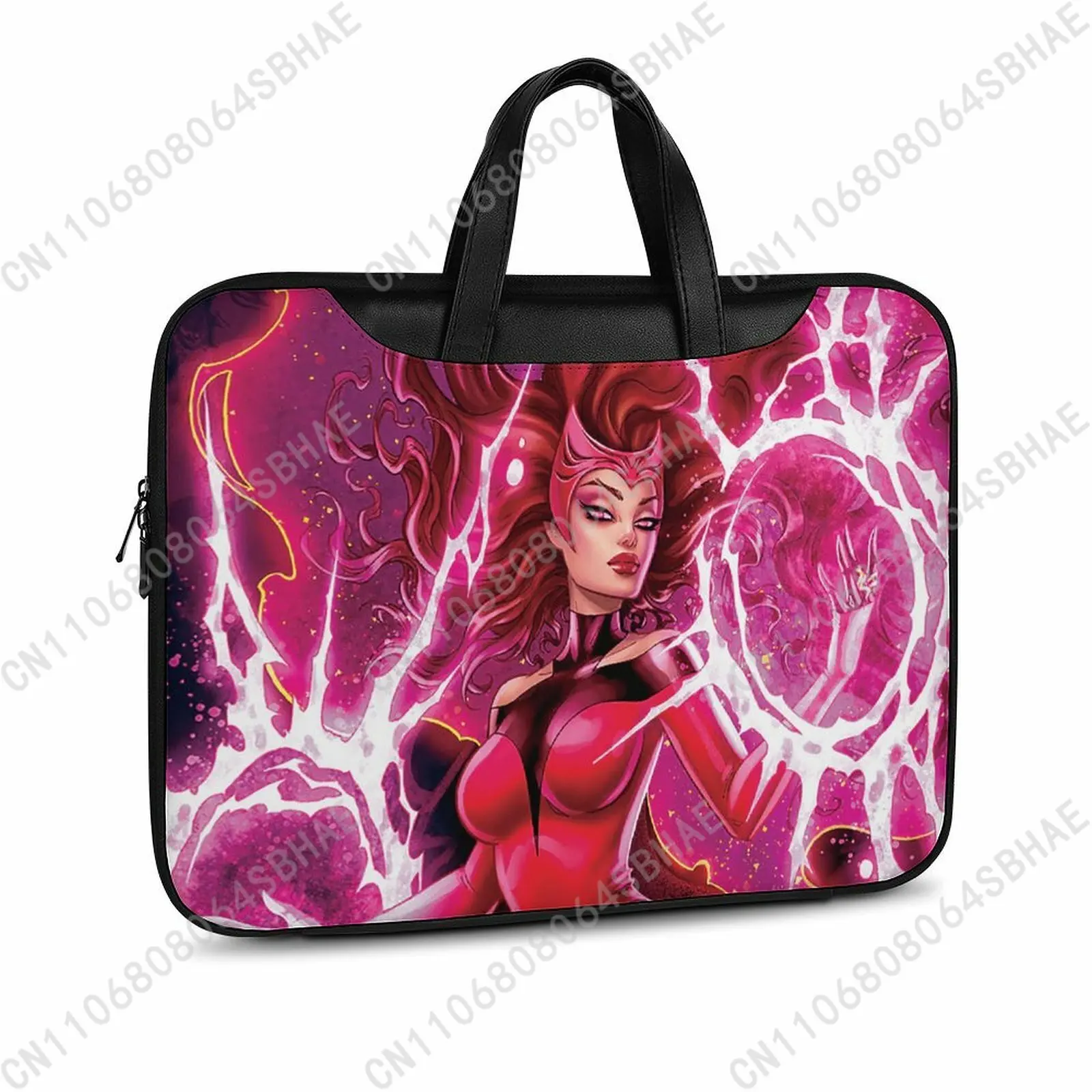 

Marvel Scarlet Witch Custom Leather Briefcase Men Woman Laptop Bag Business Retro Genuine Leather Computer Cosplay