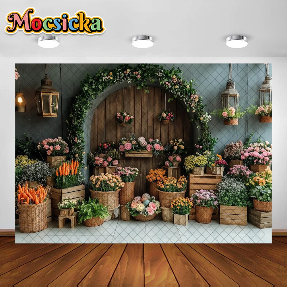 Mocsicka фон для фотосъемки весенняя пасхальная корзина для яиц цветы украшения фон детский торт Smash портретная студия реквизит баннер