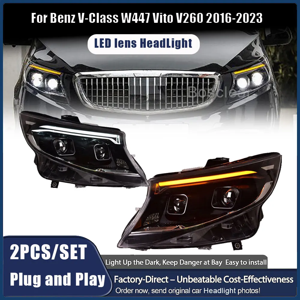 

Full LED Headlight Assembly for Mercedes Benz V-Class Vito V260 W447 2016-2023 Modified 24 NEW Style Front Lamps Car Accessories