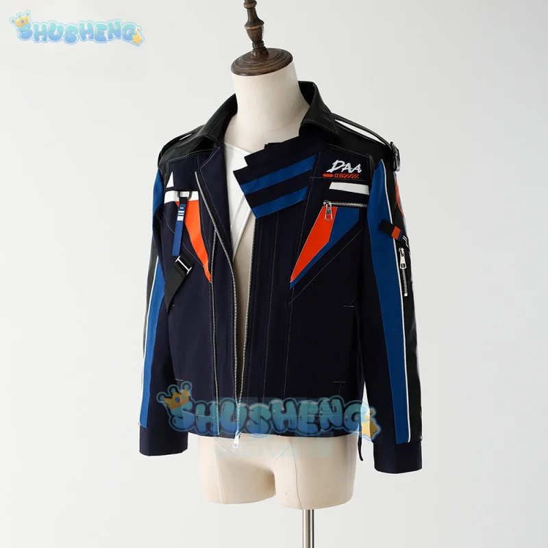 أزياء Love and Deepspace Caleb التأثيرية سترة طائرة سوداء قصيرة الشعر لحفلات الهالوين للنساء والرجال ملابس الكرنفال