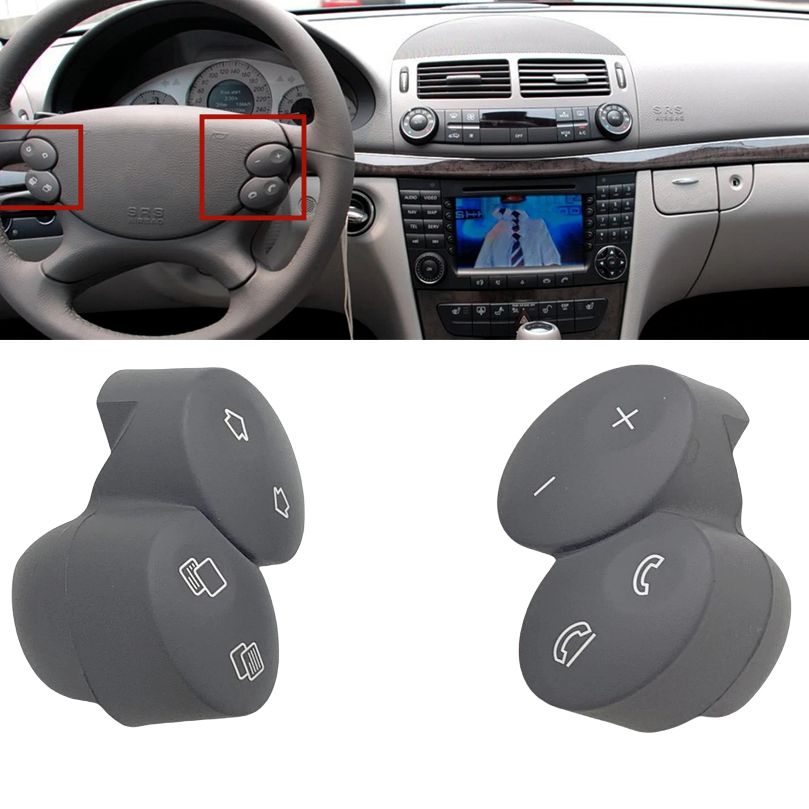 

For Mercedes Benz G CLK E CLS Class W463 W209 W211 W219 Multifunction Steering Wheel Panel Control Switch Button Knob Kit