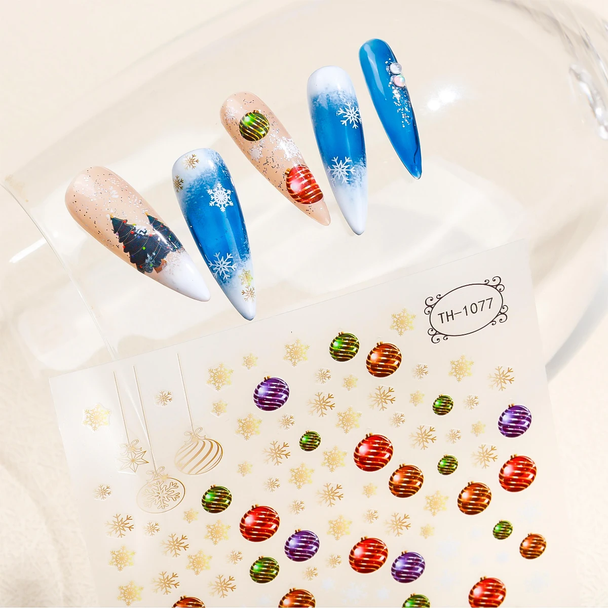 2 pçs natal arte do prego adesivo 3d floco de neve boneco de neve elk bola colorida auto-adesivo decalques de unhas para diy manicure decoração