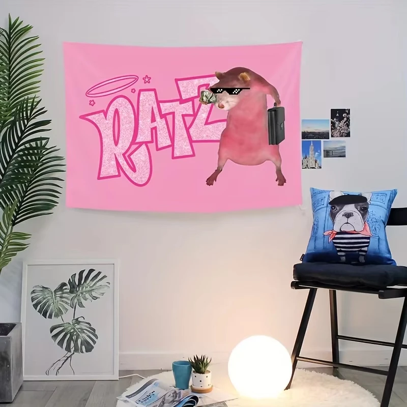 Pink Ratzs Mouse Funny Flag Tapestries Outdoor Parties Bedrooms Living Rooms Dorm Rooms Wall Decor Banners Gifts
