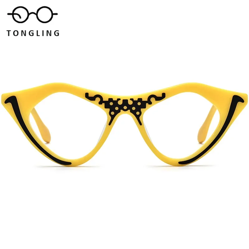 2026-patchwork-cat-eye-acetate-glasses-frame-for-men-and-women-glasses-can-be-matched-with-myopia-anti-blue-light-glasses-frame