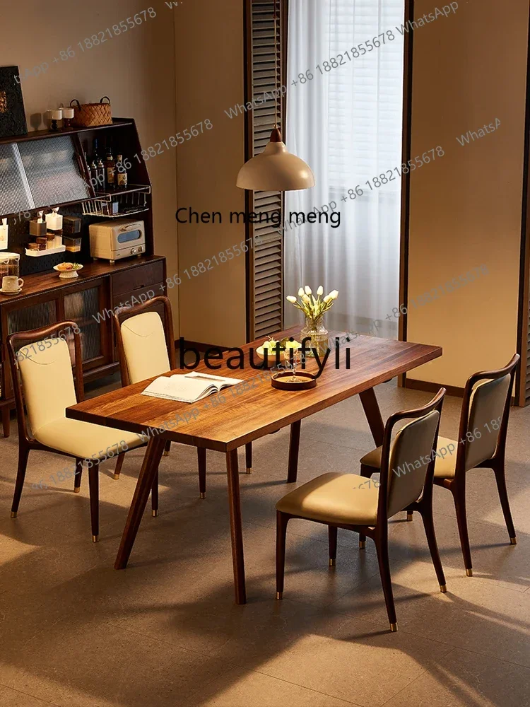 M178 North American black walnut large board table Nordic all solid wood dining table Rectangle eating table