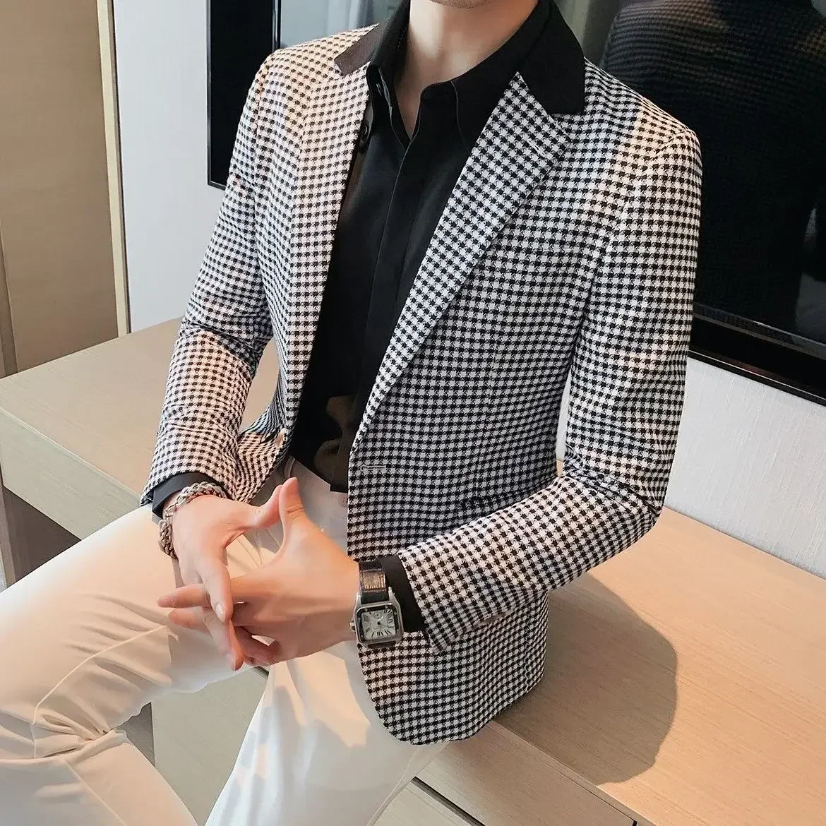 

Пальто Slim Fit, однобортные мужские костюмы и пиджаки, модная тонкая одежда, куртка высокого качества для мужчин, одежда в корейском стиле 2024