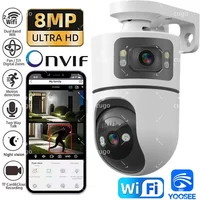 Cámara IP WiFi de 8MP con lente dual y soporte ajustable, cámaras de vigilancia inalámbricas de seguridad, Onvif, Zoom 10X, Monitor para bebés YOOSEE