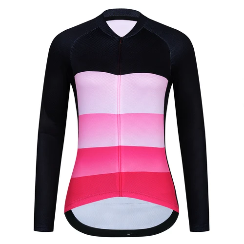 Imagen 2 del producto Jersey de ciclismo para mujer, camisetas para bicicleta, Top transpirable de secado rápido, ropa deportiva de manga larga rosa para verano