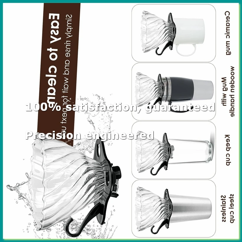 Pour over Coffee Dripper Coffee Filter for 1-4 Cups Reusable Coffee Maker Heat- Glass Coffee Cone-A07G