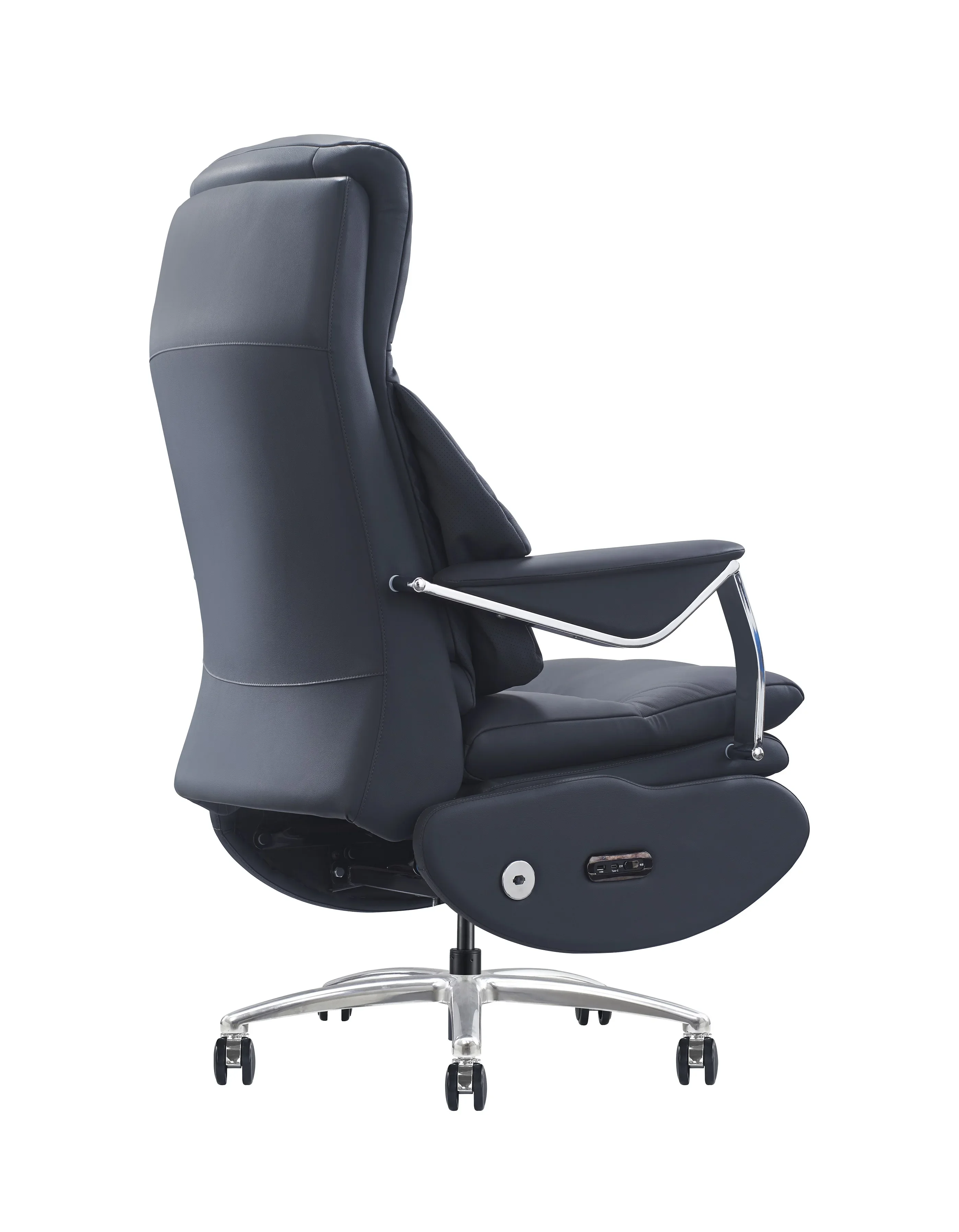 Hot Selling Modern High Back Ergonomic Executive Swivel Chair Black Leather Boss Office Chair Wheels Contemporary Design Style