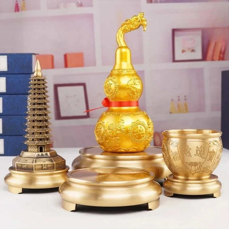 Brass Base Pure Copper Ornaments Elevate The Tray Hulu Jubao Basin Wenchang Tower Base Buddha Statue Incense Burner Base
