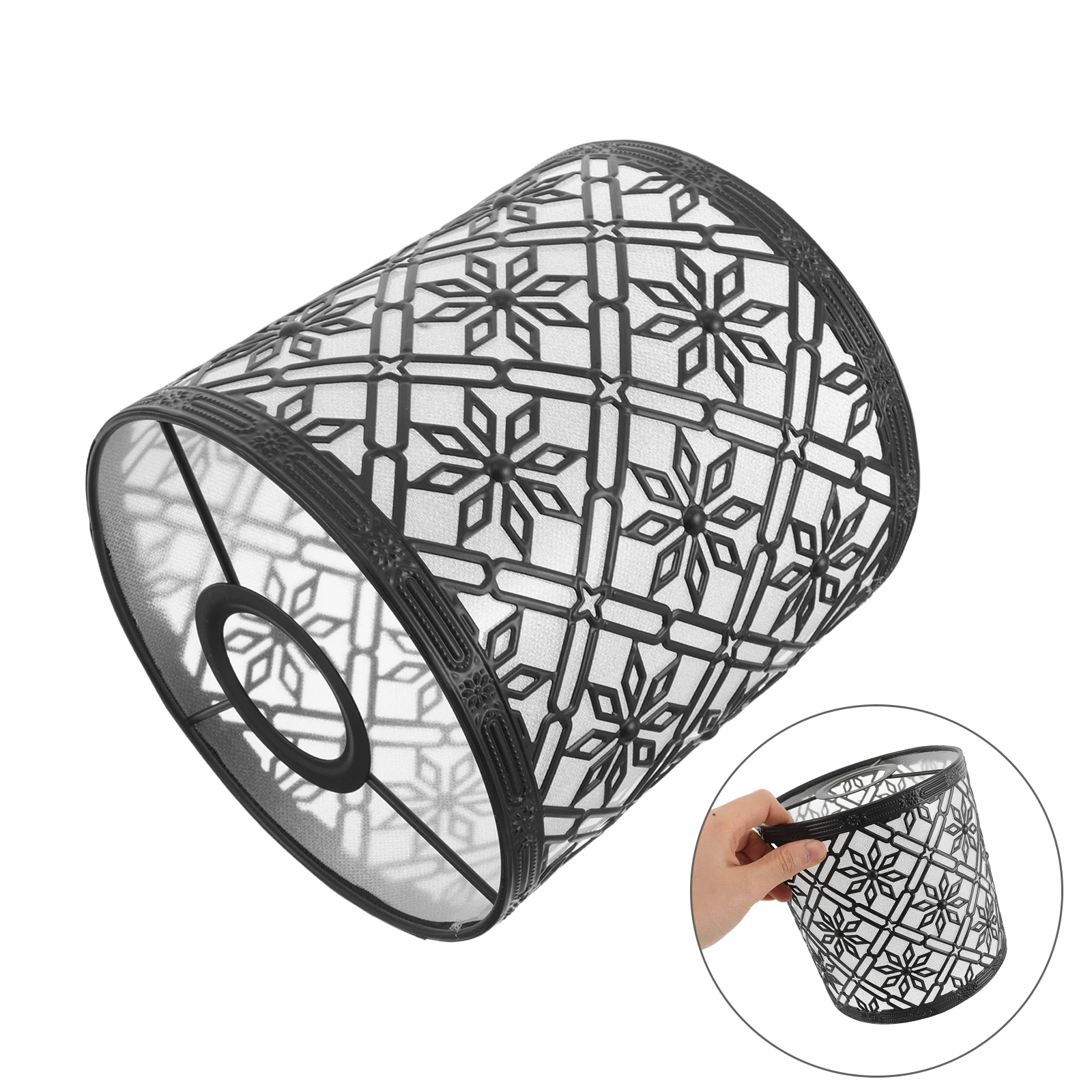 

Wrought Iron Hollow Lampshade Replacement The Flowers Creative Drum for Floor Decorative