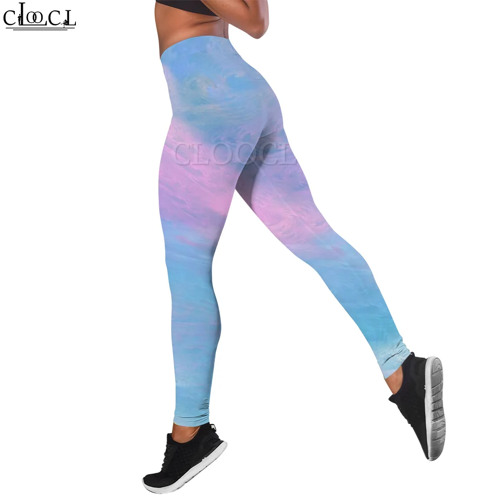 CLOOCL – Leggings moulants et élégants pour femmes, vêtements de Yoga, imprimé nuage de ciel, pantalons d'exercice, taille haute