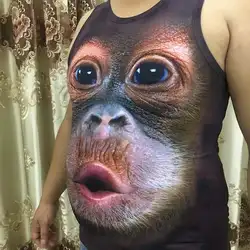 New 3D Printing Funny Animal Monkey Gorilla Tank Top Fashion Men Women Tracksuits Crewneck Hip Hop Vest Size S-7XL Mesh Top t