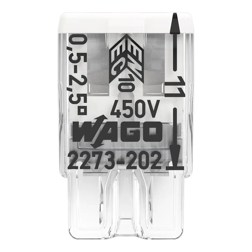 Original WAGO 2273‑202‑208 Push‑in Wire Connector 2‑8P Compact Splicing Terminal for Junction Box Solid Copper Wire 0.5‑2.5mm²