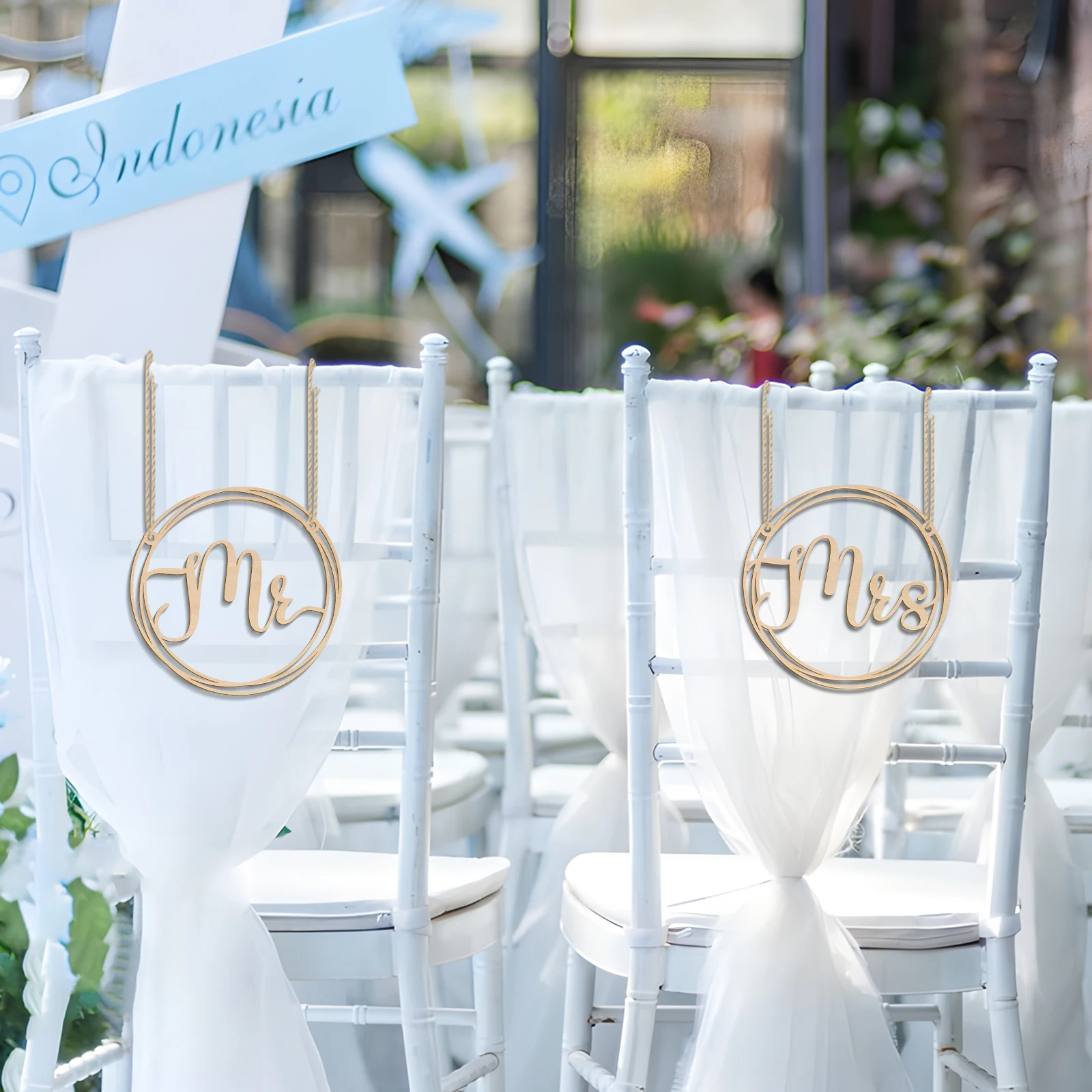 Mr & Mrs Wooden Chair Signs Bride & Groom Wedding Chair Signs Decorations