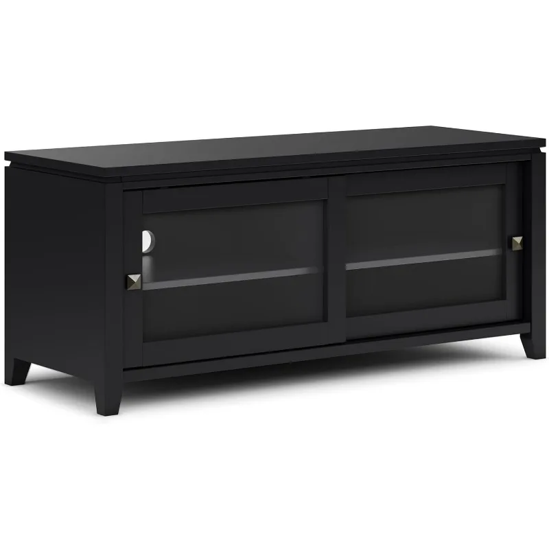 

Cosmopolitan SOLID WOOD 48 Inch Wide Contemporary TV Media Stand in Black for TVs up to 55 Inch, For the Living Room and