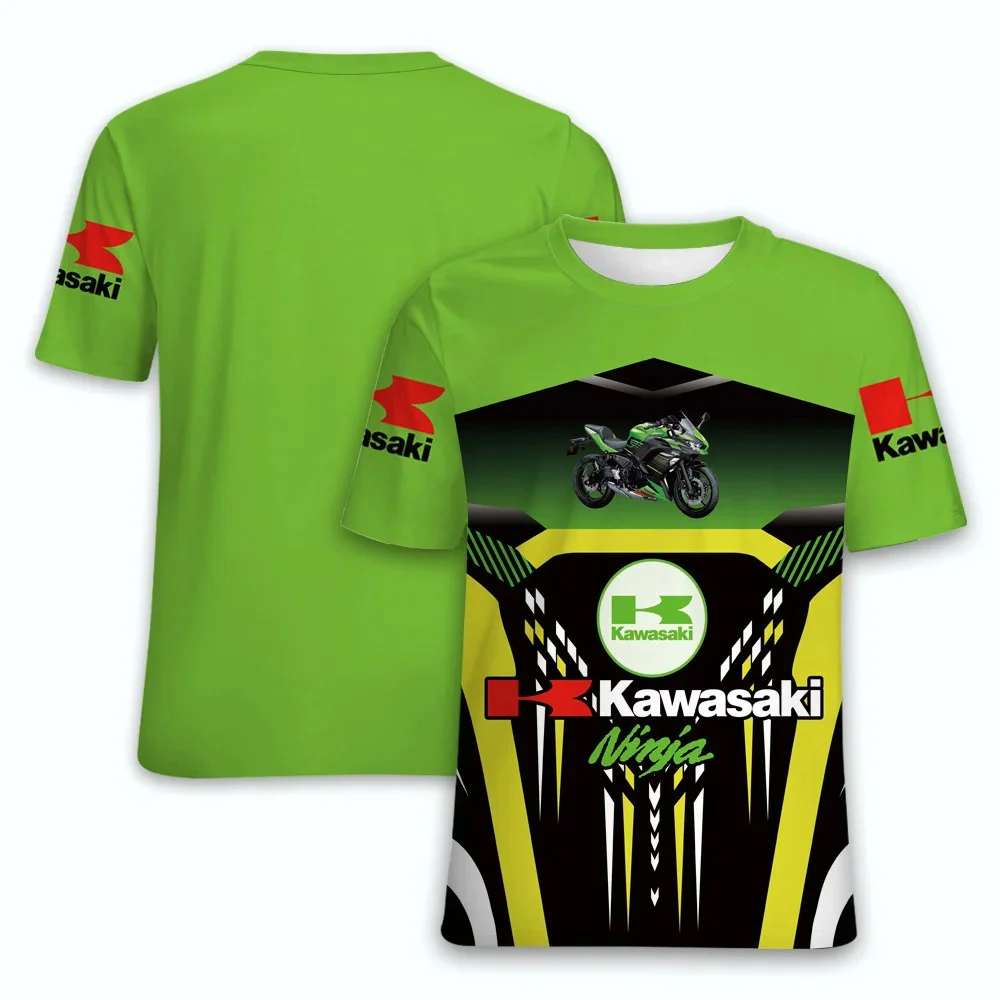 

2025 Kawasaki men's motorcycle men's round neck quick drying sweat absorbing breathable T-shirt, outdoor sports casual wear