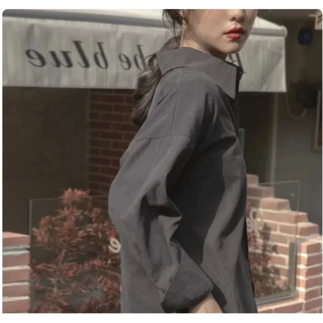 Women's Grey Shirts Spring Autumn Interview Elegant Shirt High Grade Gray Professional Formal Workwear Long Sleeve Blouse