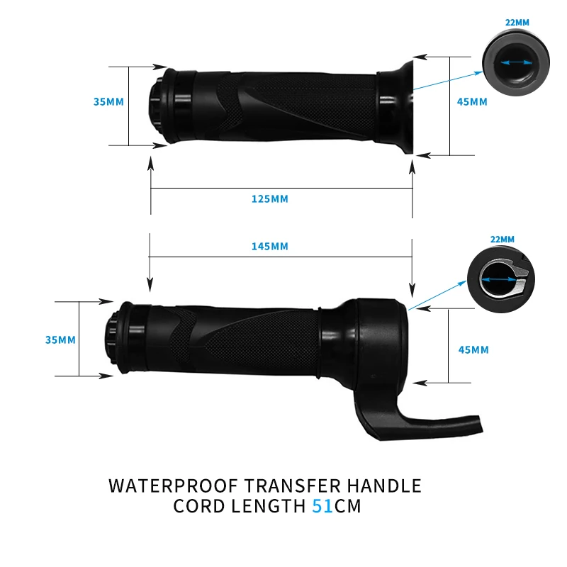 Empuñadura de acelerador de bicicleta eléctrica, conector impermeable de 24V, 36V y 48V, acelerador giratorio para Motor Bafang, accesorios eléctricos para bicicleta