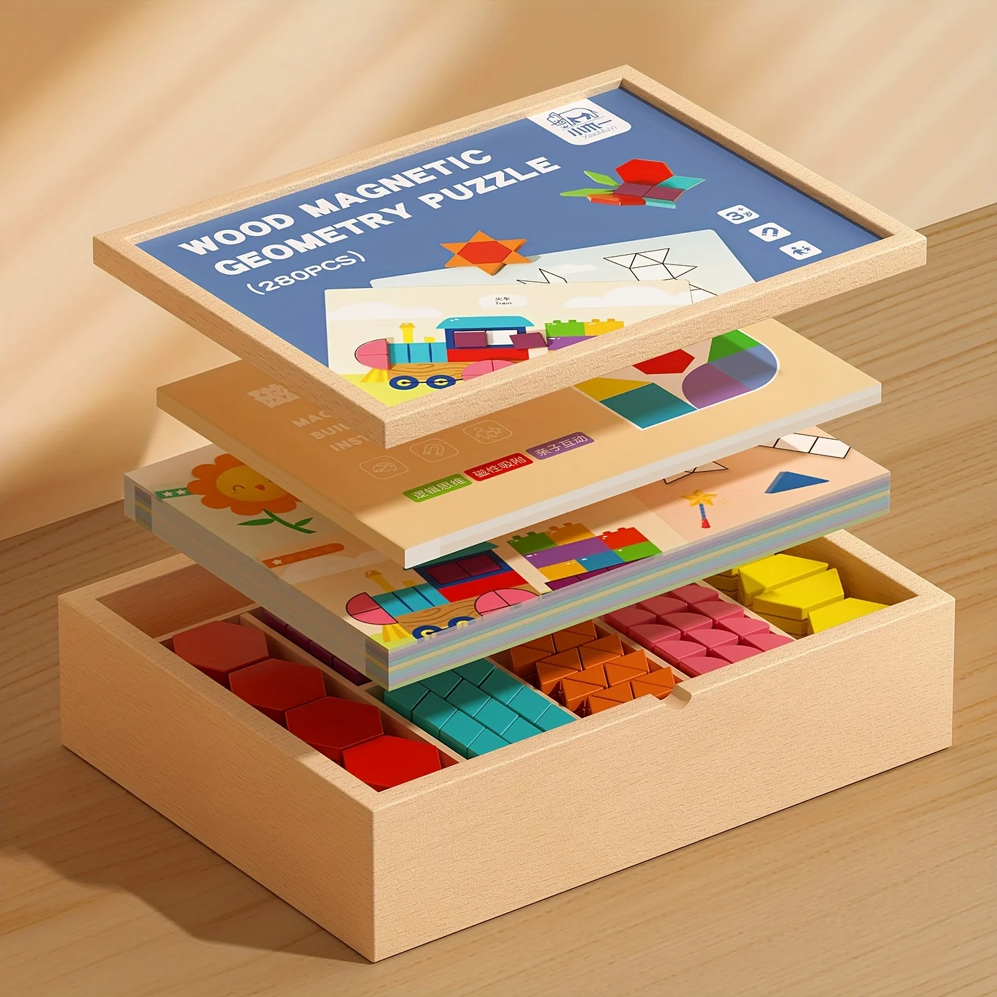 

Creative magnetic wooden puzzles, desktop educational toys, foster logical thinking, magnetic building blocks