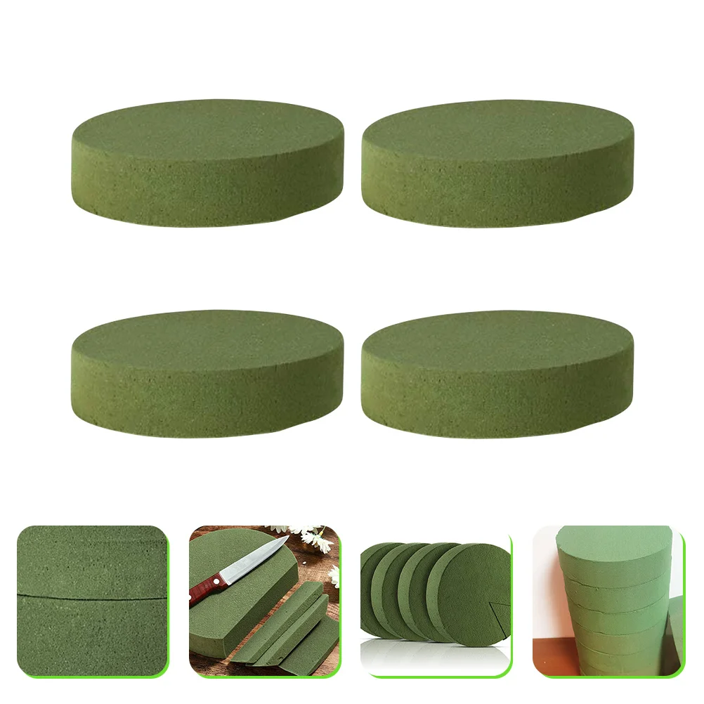 4 قطع من كتل رغوية الزهور المستديرة مجموعة طين الزهور الخضراء لباقات وحرف يدوية مذهلة كتل رغوية زهرية مستديرة #4