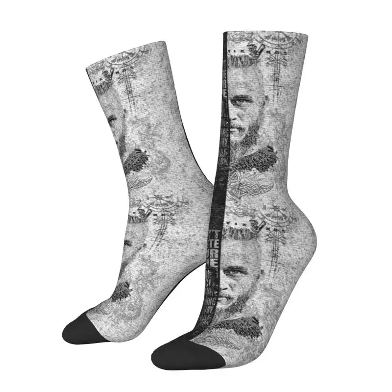 Vikings Quotes By Ragnar Lothbrok Mens Crew Socks Unisex Funny 3D Printing Norse Valhalla Dress Socks