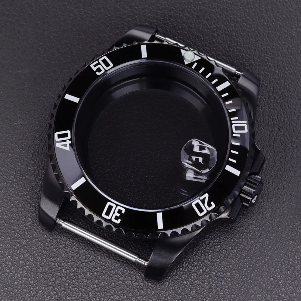 40 مللي متر أسود NH35 ساعة مع كريستال الياقوت 120 انقر ل SUB GMT NH35 NH36 NH34 NH38 8215 Eta2824 حركة 200 متر مقاوم للماء #4