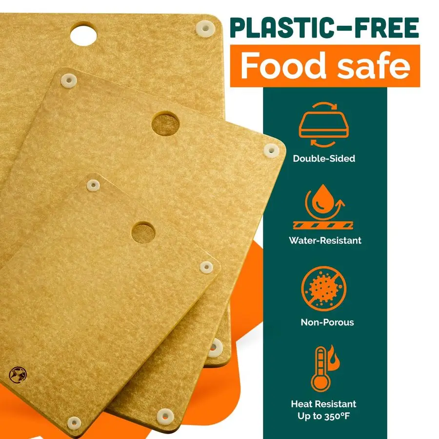 ドリームズ ウッド カッティングボードセット 3ピース 小、大、特大 シャルキュトリボード、プラスチック製ではない、無毒、頑丈、食器洗い機対応