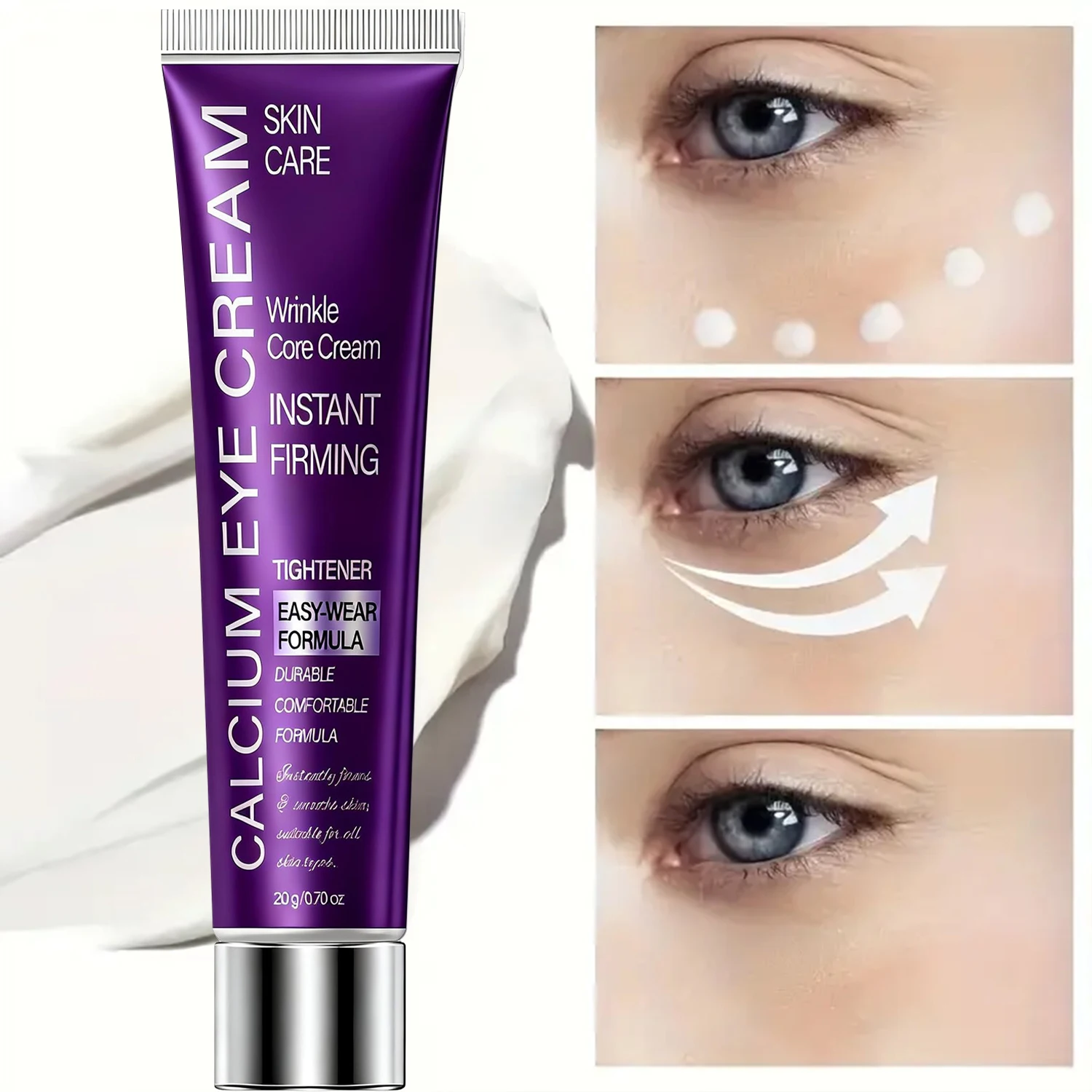 Instant Firming Calcium Eye Cream Temporary Eye Tightener Wrinkle Reduction Easy-Wear Formula Comfortable Durable All Skin Types